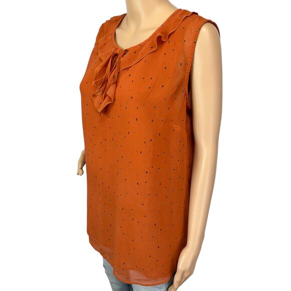 Cabi Sprinkle Ruffle Top Orange Sleeveless Double Layer #3764 Size M - Picture 5 of 12